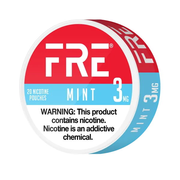 FRE Mint 3mg nicotine pouch can — angle view