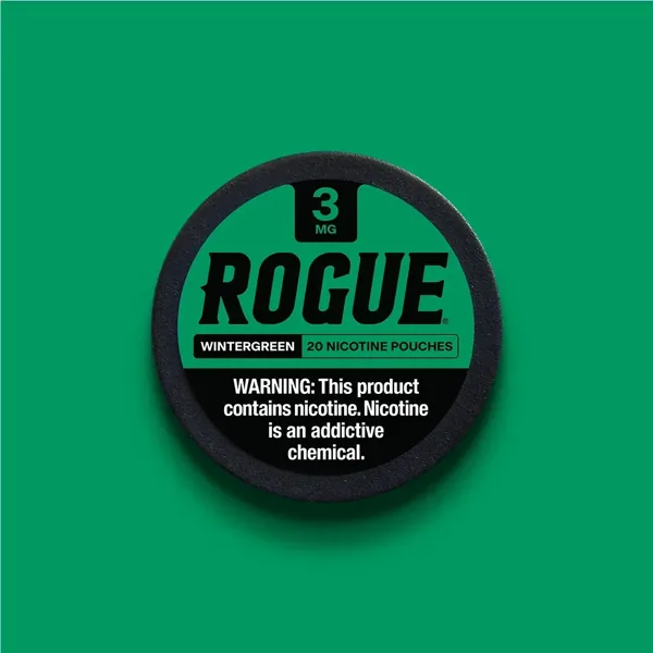 Rogue Wintergreen 3mg nicotine pouch can (image: official brand site)